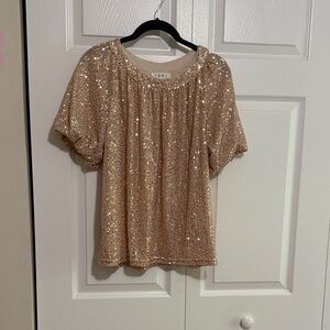 THML Shimmering Gold Sequin Blouse